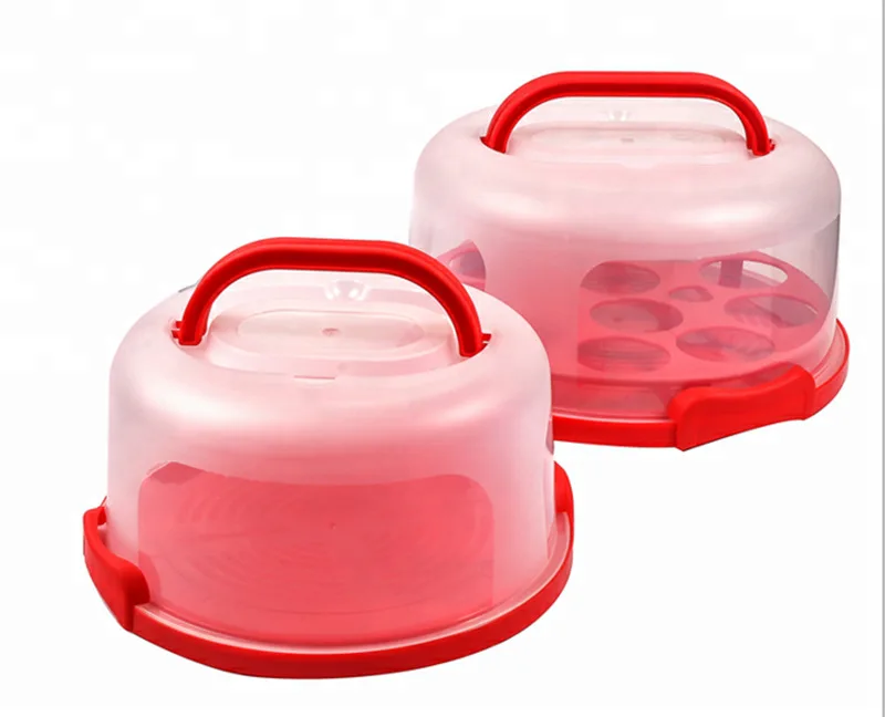 10 inch  Cake Holder with Handle Two Sided Base for Pies Portable Round Cupcake Containers Cake Stand with Lid Cake Carrier