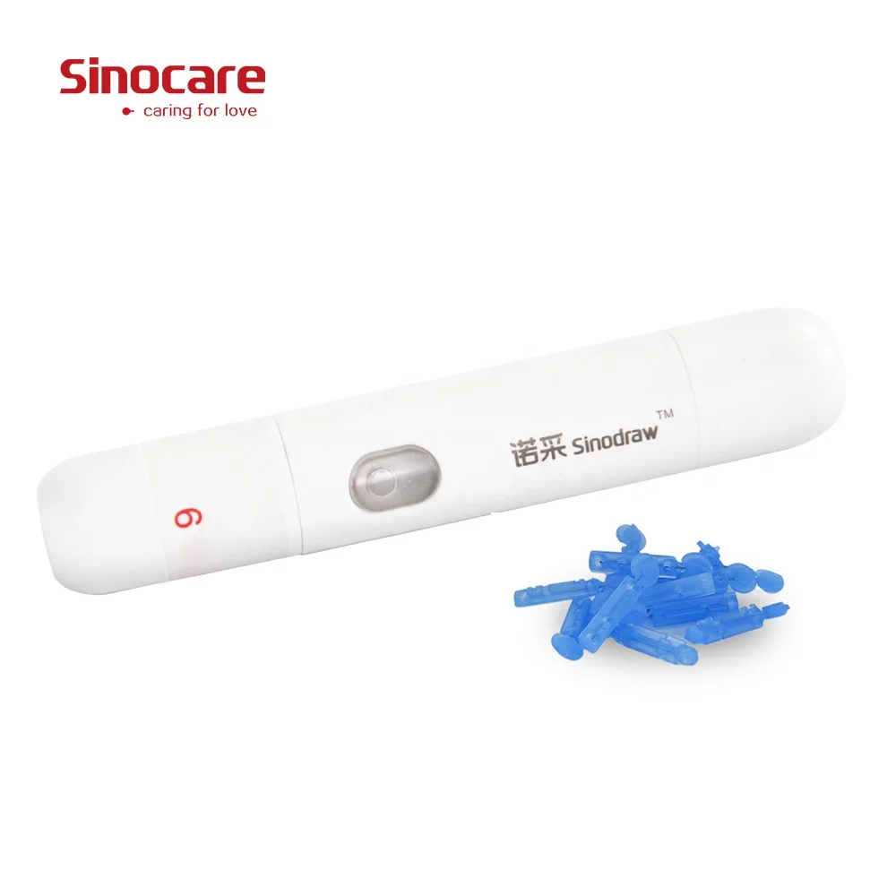 Sinocare Upgraded Painless Blood Lancet Device Pen,Small Adjustable Blood Lancing Device with Lancets