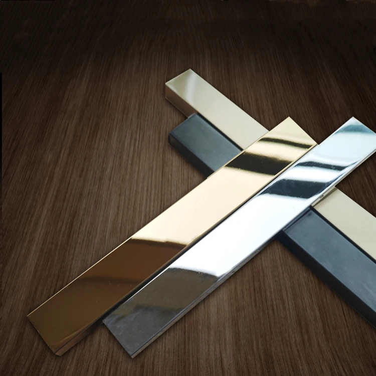 
flat metal strip 304 stainless steel rose gold hairline transition Wall Tile Separation trim 