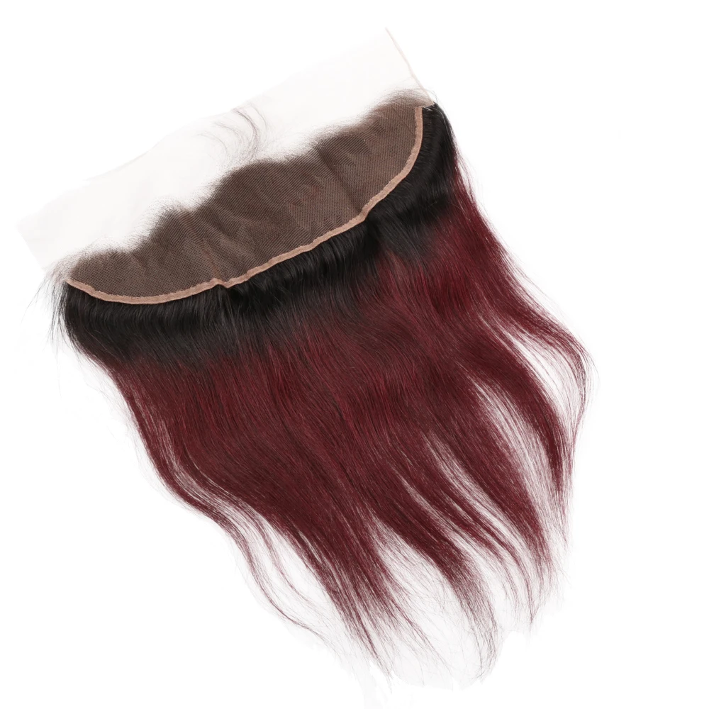 
Top Grade Real Virgin Indian Human Hair 1b/99j High End Ear To Ear Straight 13x4 Lace Frontal 