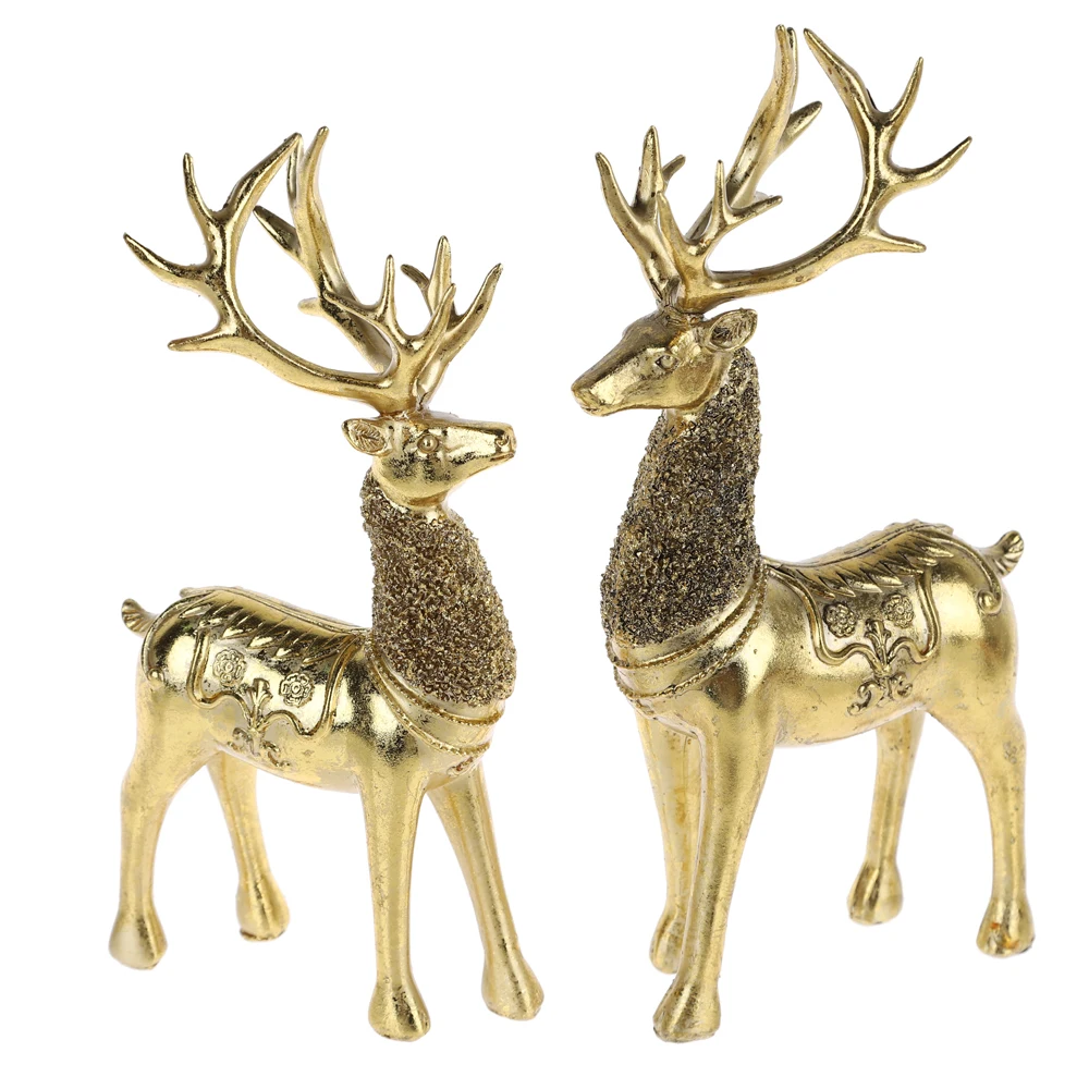Standing Reindeer Decoration Christmas Deer Figurines Champagne Gold Elk Winter Decor