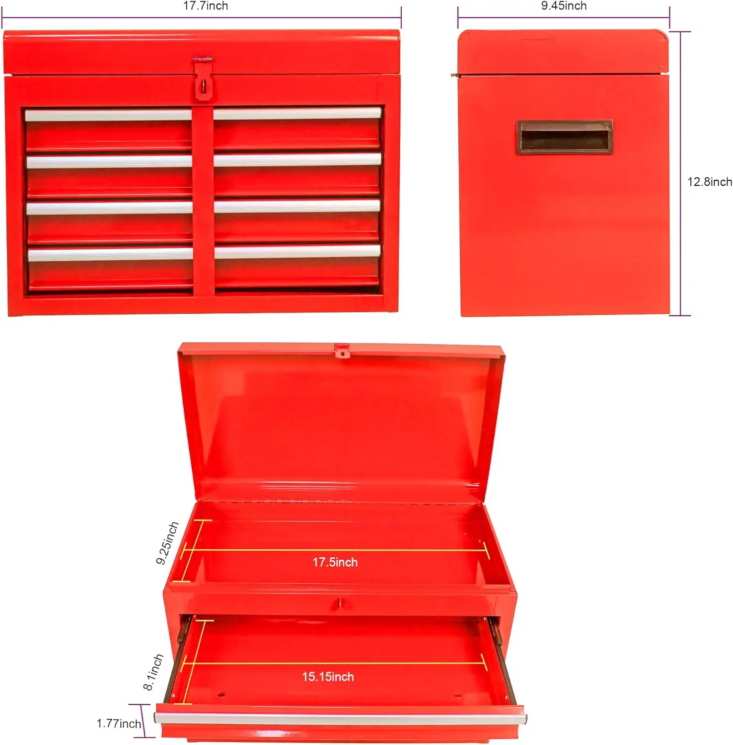 Tool Case with 5 Drawers Rolling Tool Box with Wheels Heavy Duty Industrial Service Cart Storage Organizer