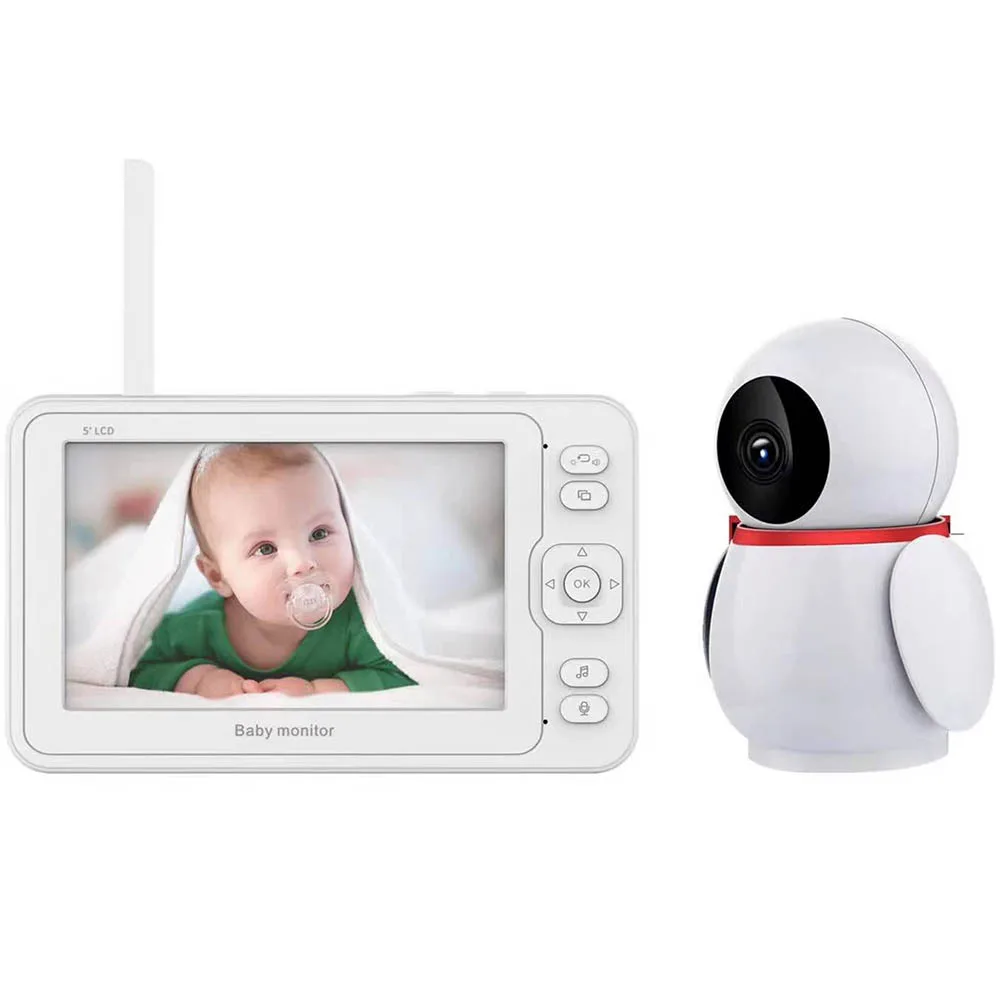 Electronic1080P Babysitter Baby Monitor  Night Vision Wireless Video Camera 5 Inch HD 100pix Music Sound Audio Player Origin PAN