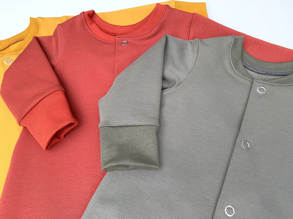 Fall French Terry Toddler Baby Sleepsuit Rompers Overall Button Front Pajamas Loungewear Cotton One Piece Body Suit Newborn