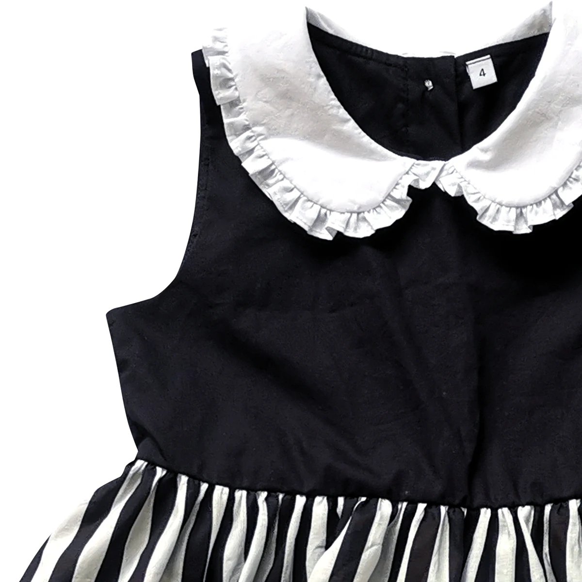 Custom Fabric Wholesale Baby Girl Dress Spring Autumn Fashion Black White Stripes Dress children girls new Style Boutique Dress