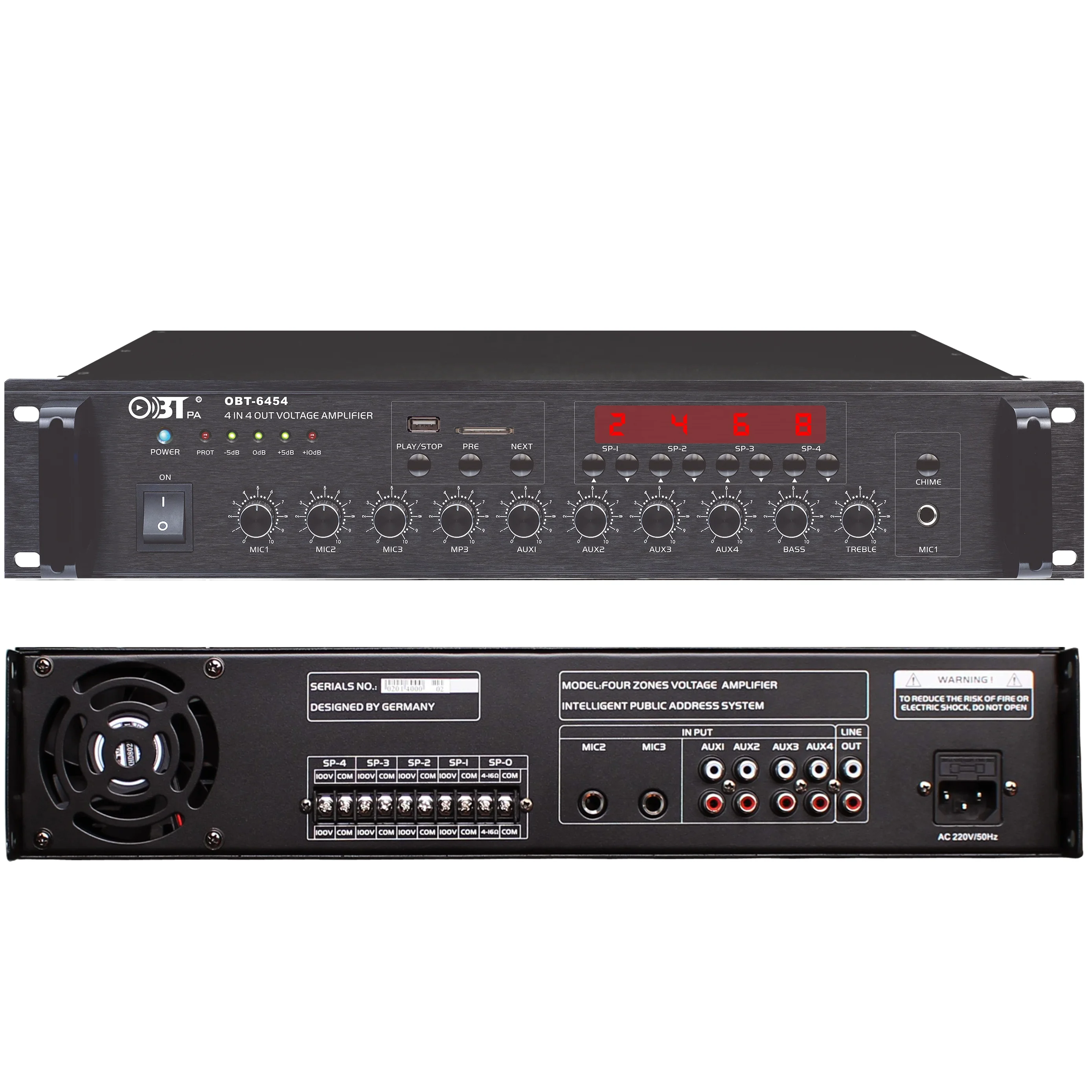 Public Addressing System Pas 450W 5 Zones Voltage Professional Sound System Power Amplifier Voltage Amplifier