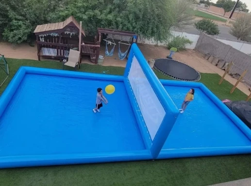 33Ft Outdoor Large Inflatable Volleyball Pool Pvc Water Volleyball Court For Sport Games