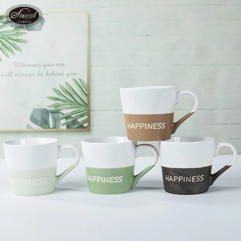 personalized popmart porcelain tea cup two color glaze water milk espresso tea cup bulk custom ceramic mug for coffee shop