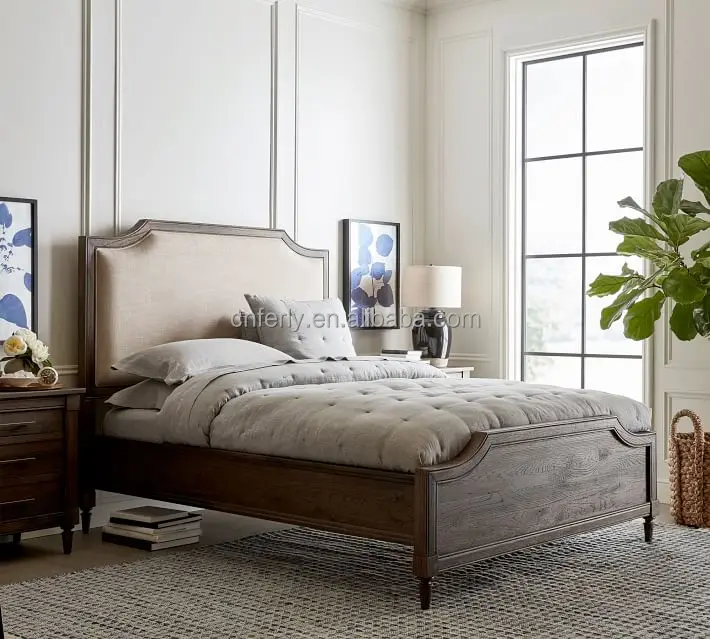 Luxury Modern Home Furniture Hotel Bed American Style Wooden Beds Bedroom oak Panel Beds