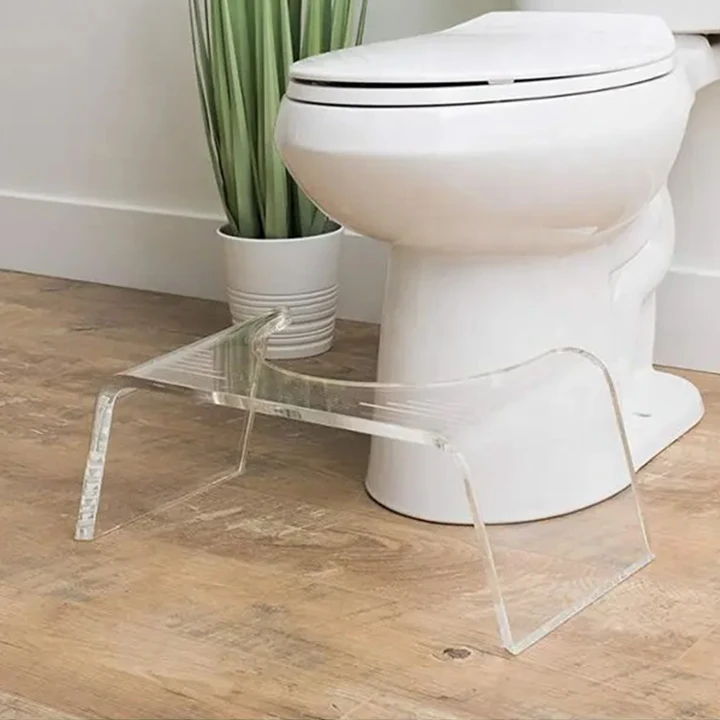 Factory made  Non-Slip Acrylic Toilet Stool Clear Bathroom Poop Stool Adults Pooping Stool  on the Sides