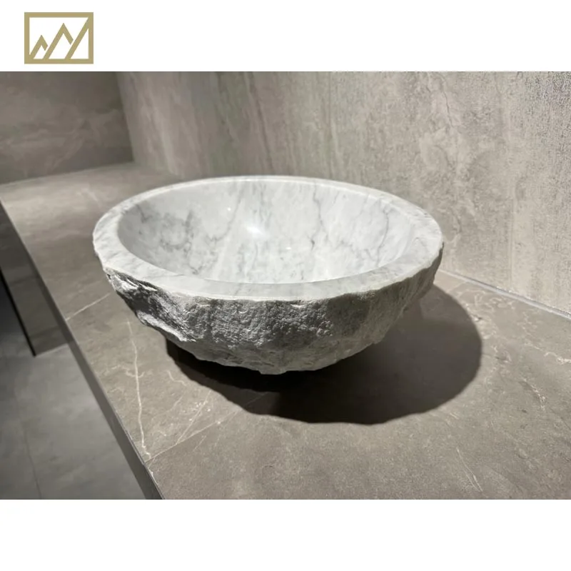 KINGS-WING Carrara White Marble Round Vessel Sink Size For 46*40*15.5 cm Kitchen Sink Fast Delivery  Model D26