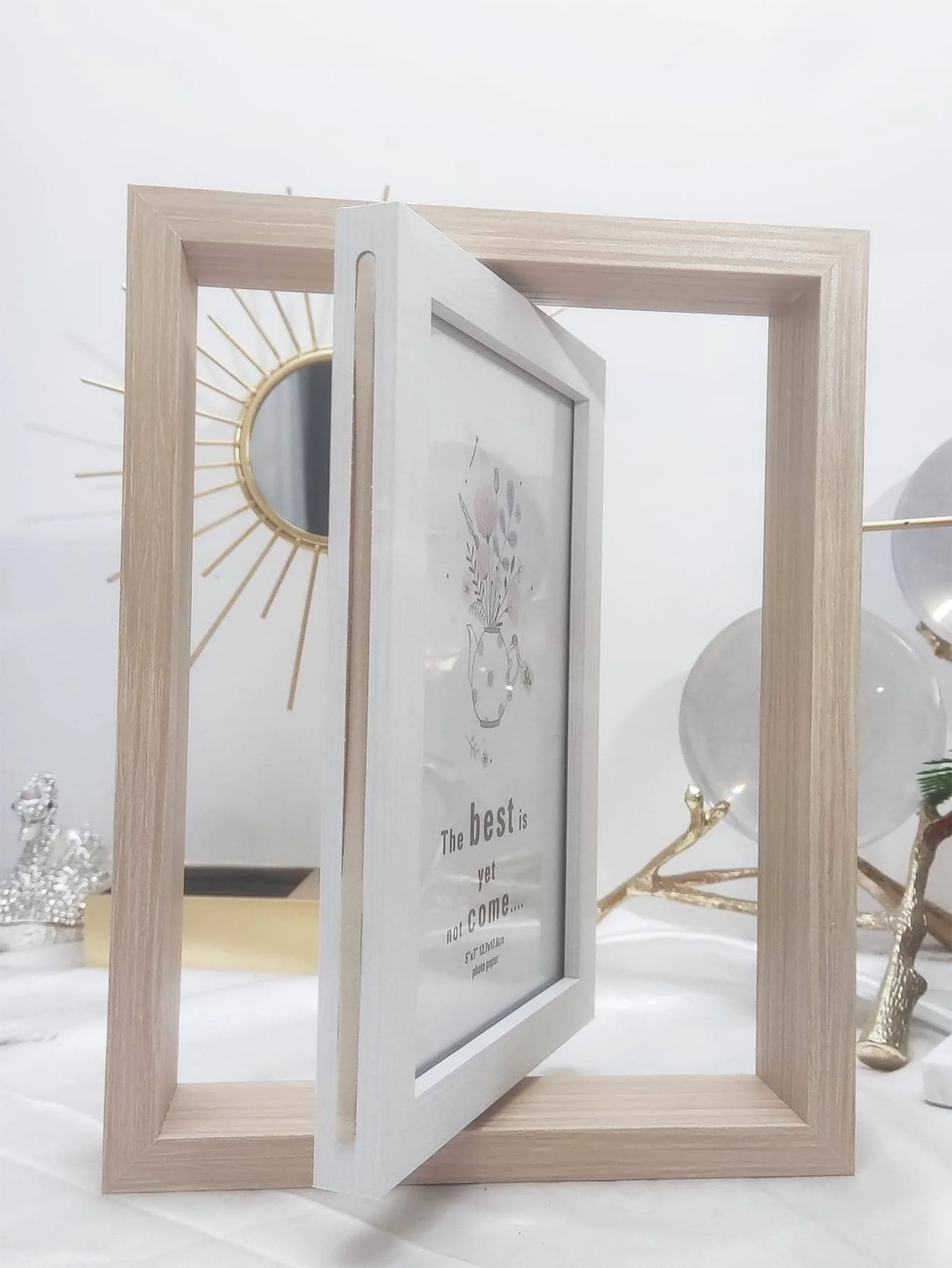 MDF wood photo frame 4*6 5*7 6*8 rotating picture frames creative  fashionable with natural modern style wholesale