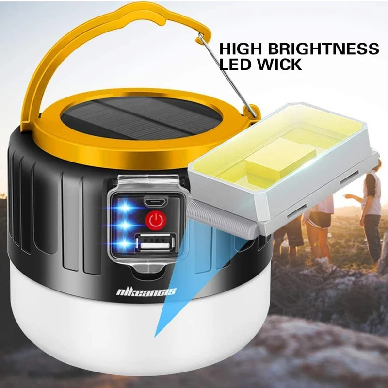 Solar charging super bright LED camping light tent light household emergency outdoor lighting with power bank