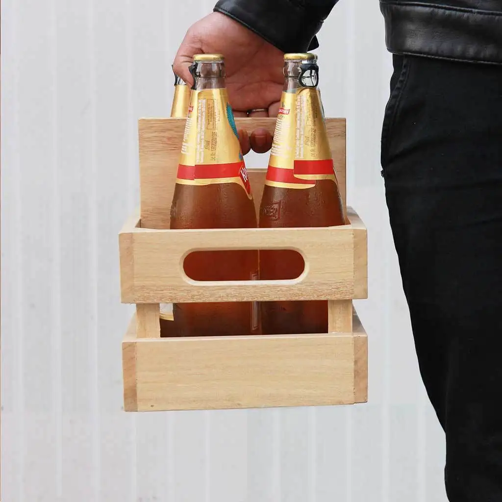 Personalized Rustic Wood Beer Caddy-Brewery
