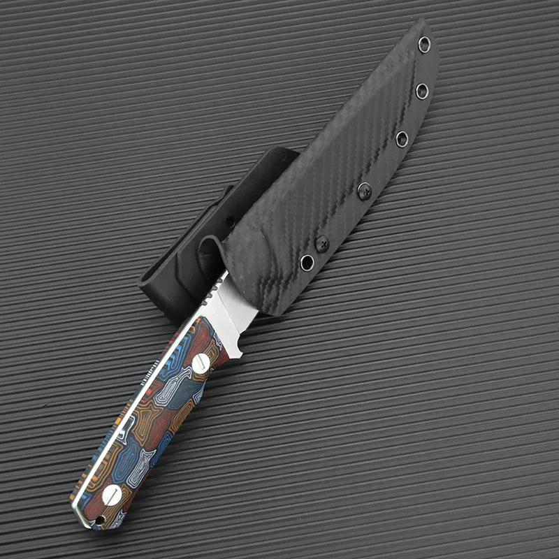 Damascus pattern G10 Handle 9CR18MOV Steel DACIAN FIXED HUNTING KNIVES Outdoor Camping EDC Tactical Survival knife with sheath