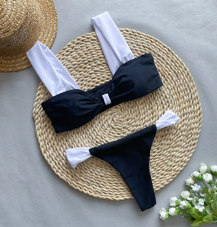 STOCK 2Colors Bandeau Top Cheetah Print Swim Suit Sexy Women Two Piece Brazilian Micro Bikini