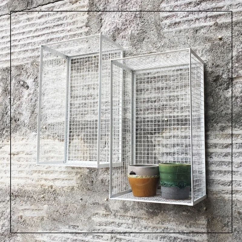 Grid Wall Hanging Basket Metal Shelf Living Room Storage Wholesale Iron Storage Holders & Racks Multifunction Single Square 6~10