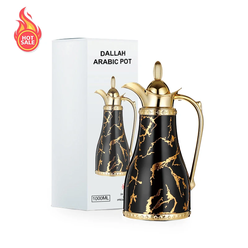 Ready to Ship Manufacturer Arabic insulated 1L Thermos Flask Vacuum Coffee water tea Pot for Drinking Hot for Home Use
