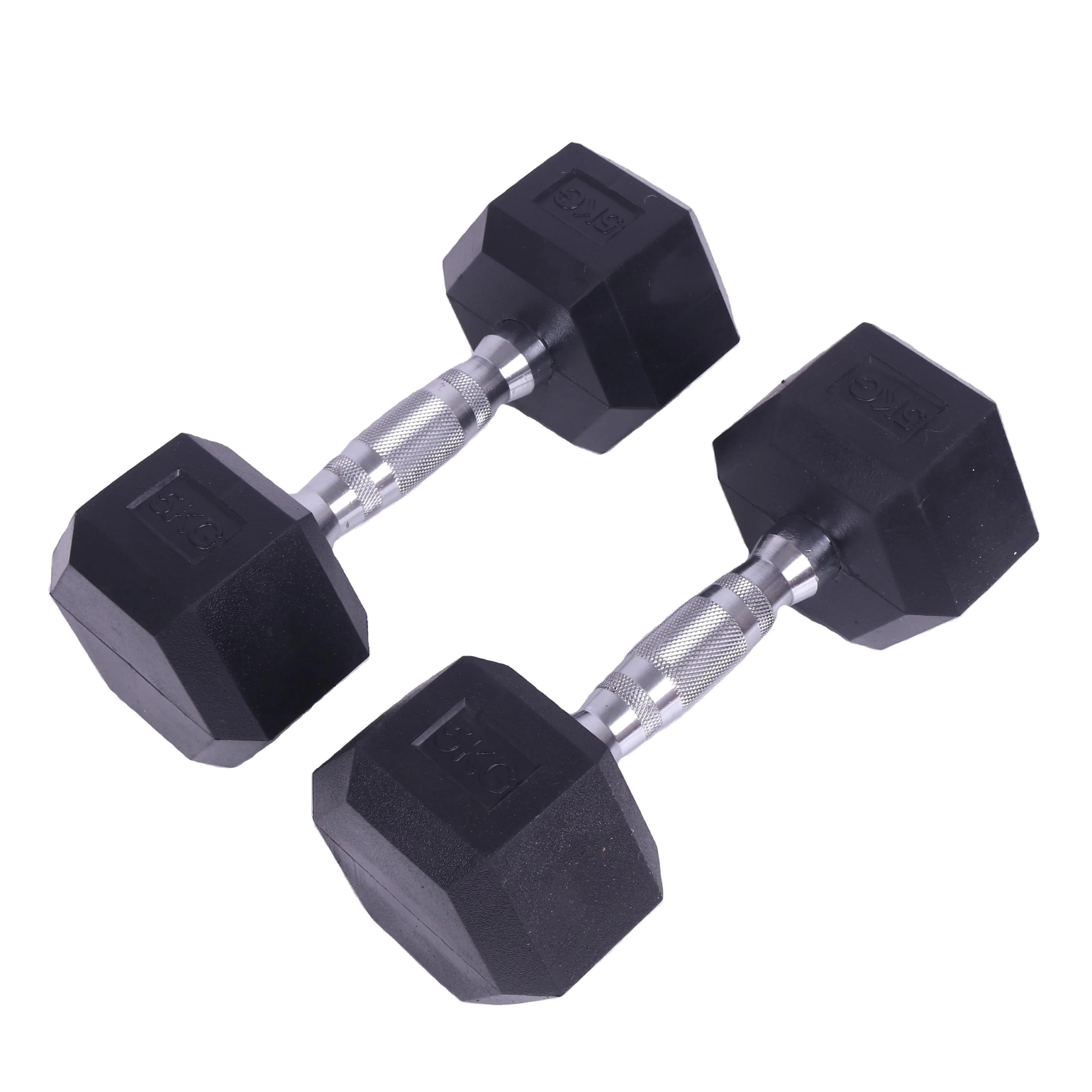 Anti-roll Encased Fitness hex rubber lifting Wholesale Gym Use Cast Iron Rubber Hex Dumbbell