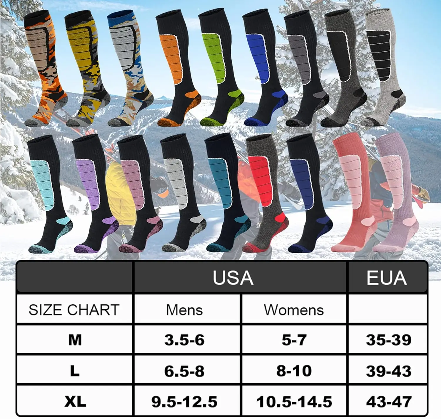 Men Merino Wool Ski Socks Thermal Knee High Warm Winter Sock For Snowboarding