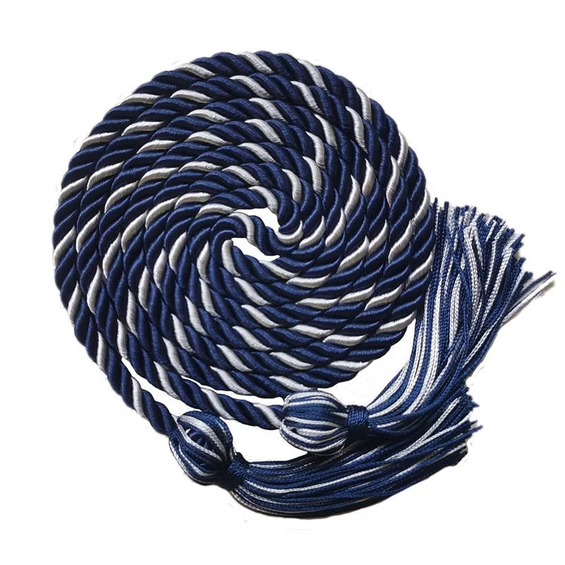 Navy/silver two-color braided  graduation honor  cords graduation cords