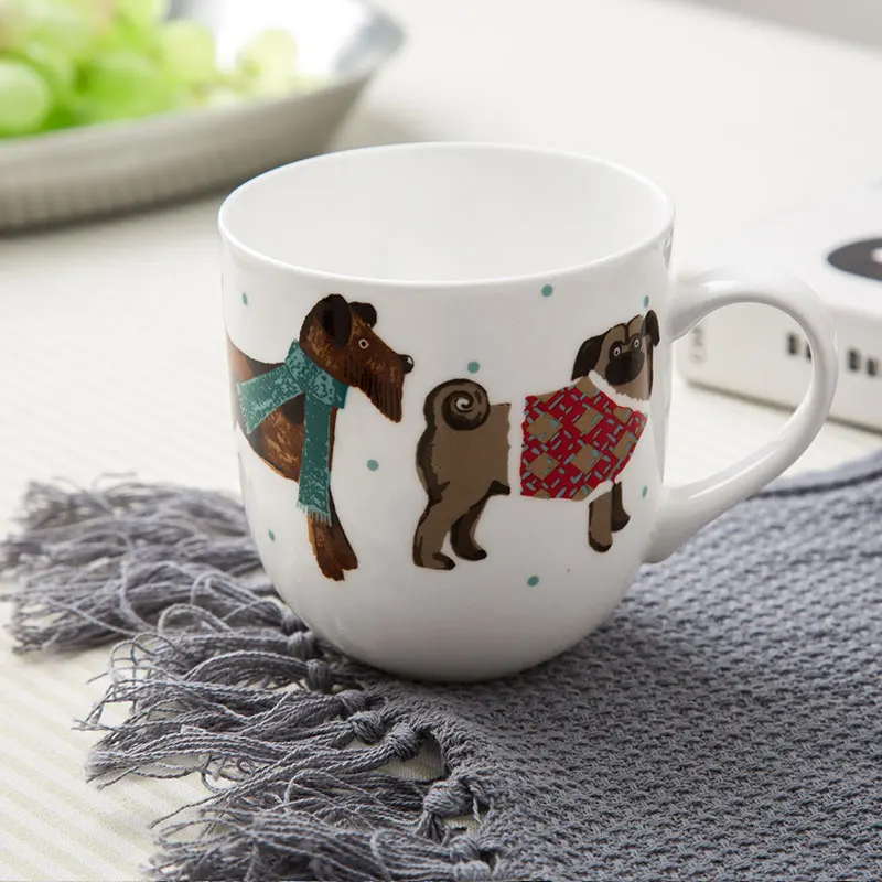 Farm Design Porcelain Mugs Fine Bone China Home Use Lovely Printed Cat Mug