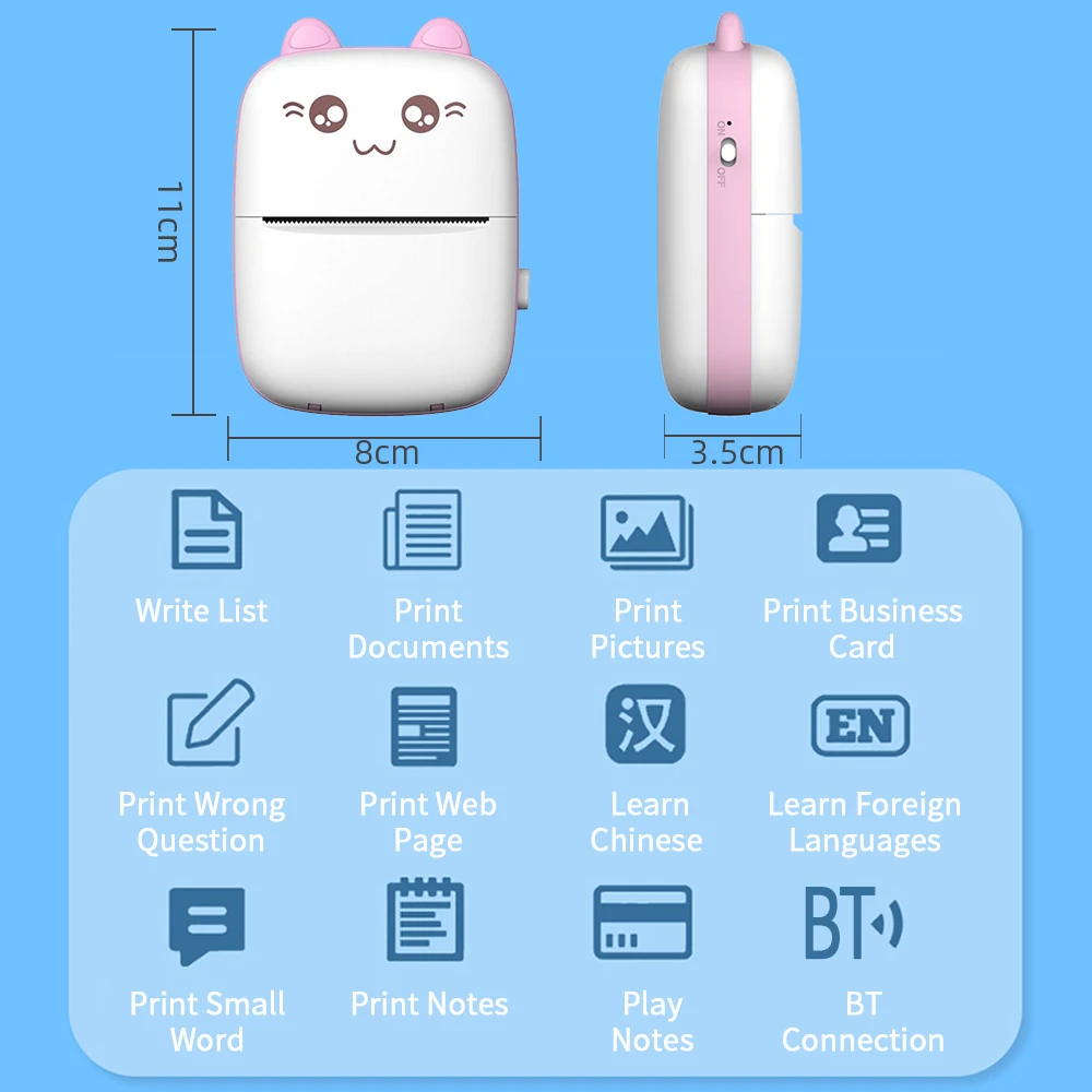 Мини карманный принтер с Bluetooth портативный термальный для Bullet Journal Study