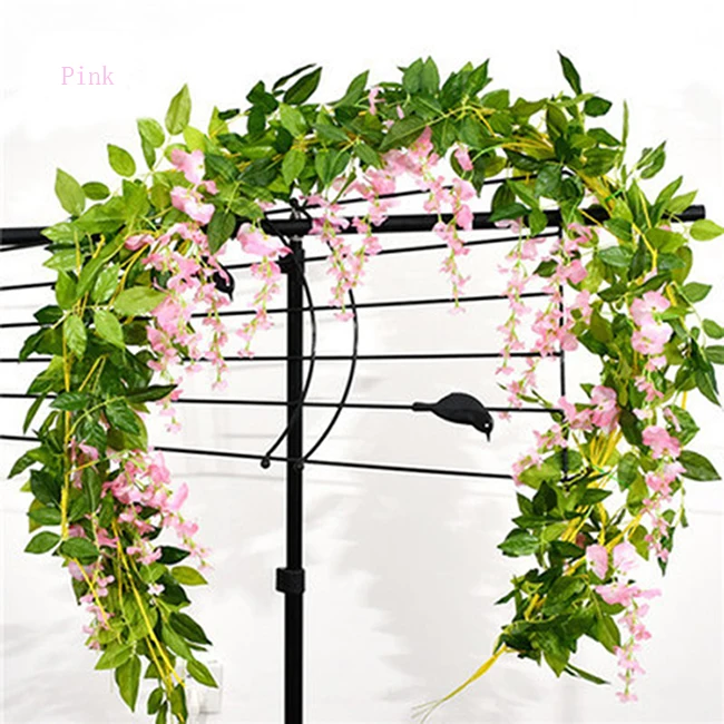 Artificial Flowers Wisteria Garland Artificial Wisteria Vine Hanging Flower Greenery Garland For Wedding Decoration