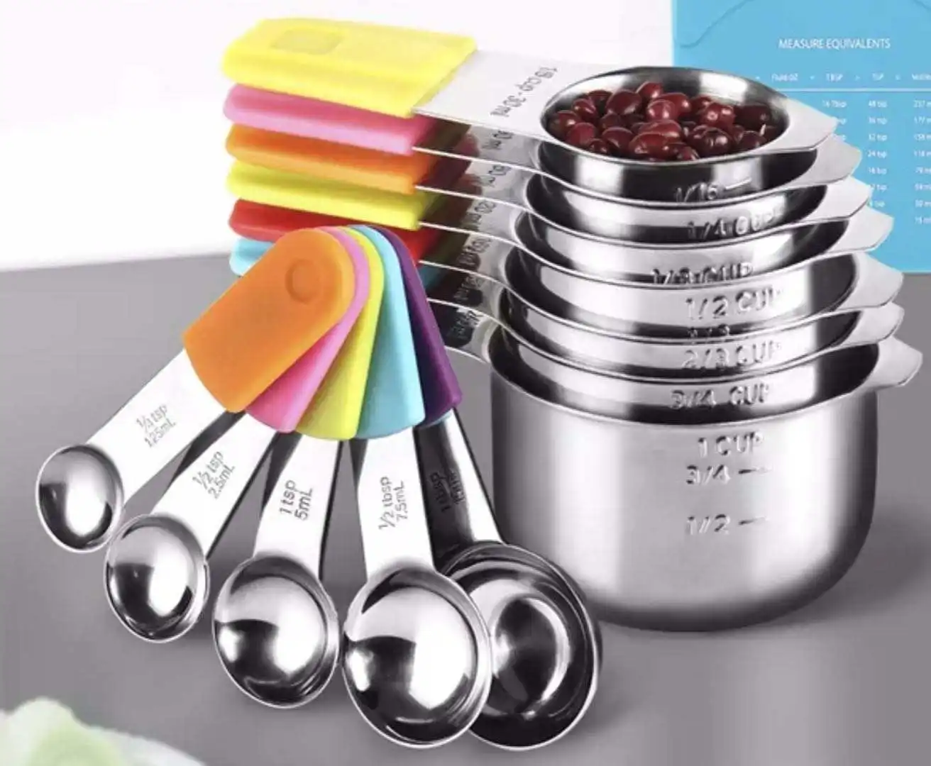 Measuring Cups  Spoons  Measuring Cups  Stainless Steel Dry Liquid Ingredients Stackable cooking baking kitchen tool