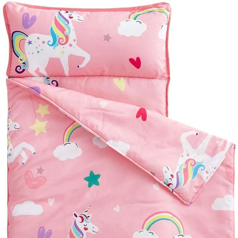 Custom Name Kindergarten Sleeping Bag Stock up for School Printed Nap Mat with Removable Pillow for Kids Preschool/Daycare