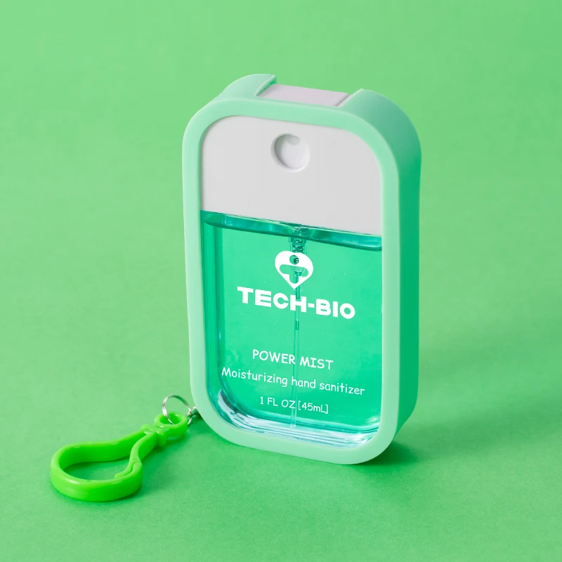2021 TECH-BIO New design cell phone shaped 38-45ml plastic credit card pocket size perfume power mist spray for hand sanitizer