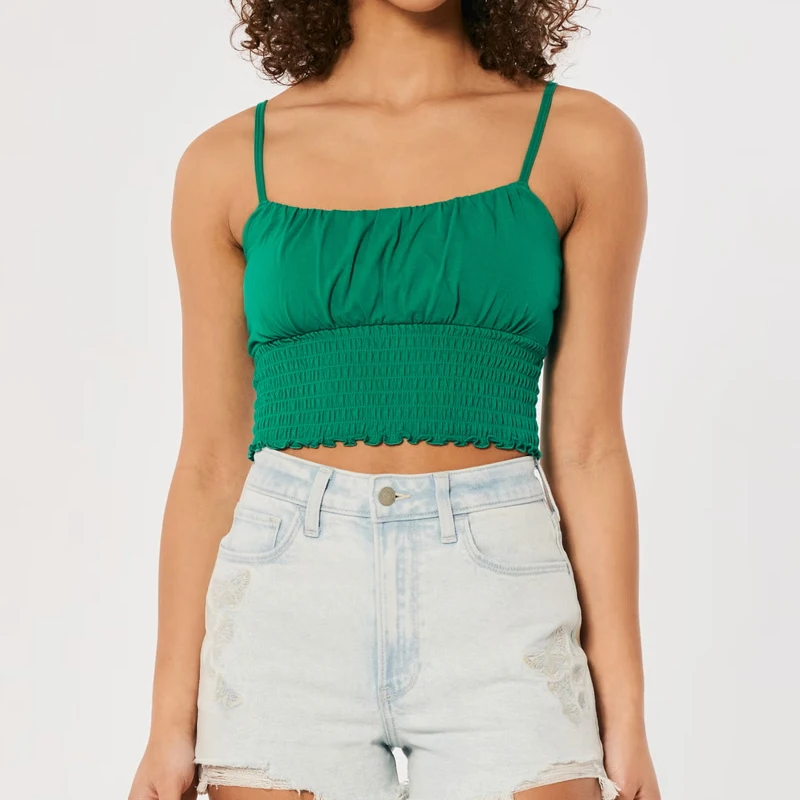 Custom Thin Strap Ruffle Nylon Spandex White Wire Free Tube Top Bra Women Crop Ruched Bust Top