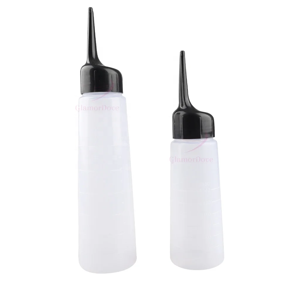 Custom Logo Hair Color Applicator Coloring Dyeing  Highlights Bottle with  Angled Tip Hair Beauty Salon Tools