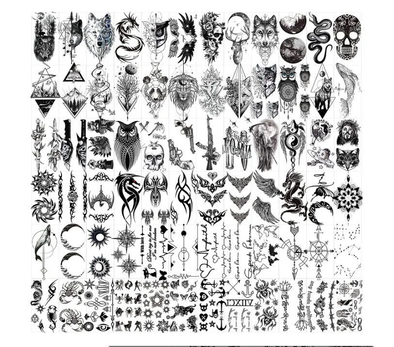 72 Sheets Tiny Temporary Tattoos Stickers, Tattoos That Look Real And Last Long, Halloween Tattoos Include Black Scary Wolf