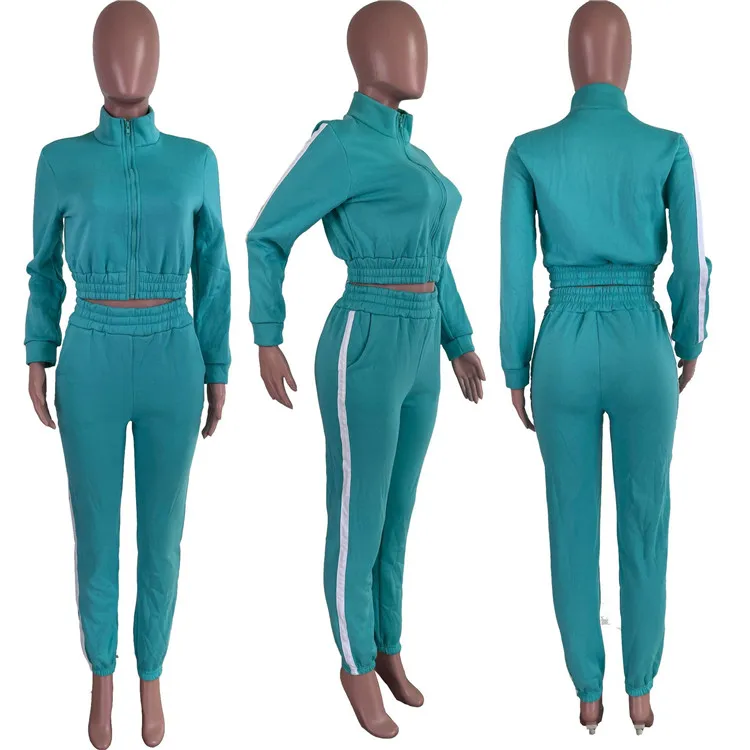 Fashion Ladies Daily 2 Piece Outfits Long Sleeve Zipper Tracksuit Winter Women Two Piece Set