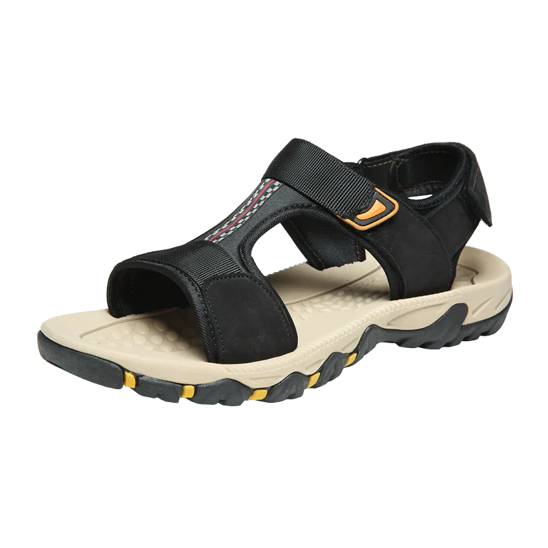 New Summer Men& Outdoor Beach Sandals and Slippers with Lightweight Rubber Soles Casual GENUINE Leather Cow Leather Round 39-47