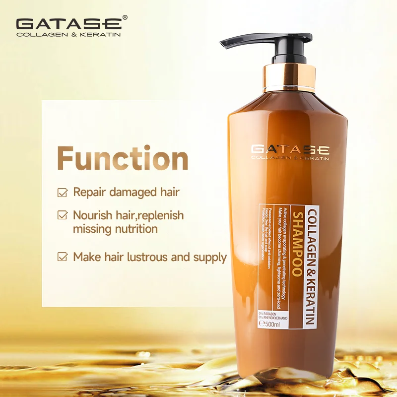 Gatase Private Label Organic Collagen Keratin Anti-Hair Loss Shampoo Conditioner Set Smoothing Hair Shampoo and Conditioner