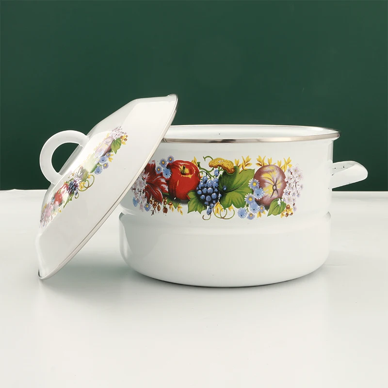 2023 New design high-capacity kitchen accessories sets 4-pcs set cast iron enamel casserole pot set with decals