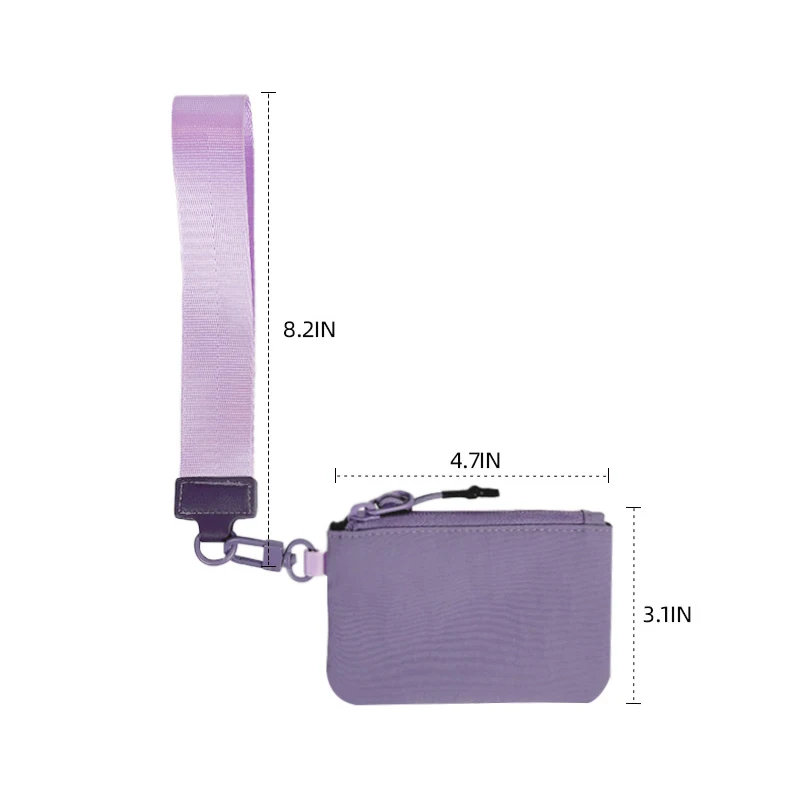 Key Ring Pouch Bag For Women Designer Mini Zip Wristlet Wallet Wholesale Nylon Dual Pouch Wristlet