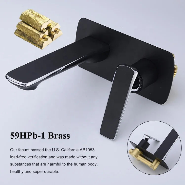 Copper Single Handle Bathroom Faucet Wall Faucet Bathroom Sink tap Wall Mount Single Handle Basin Mixer Tap Bathtub Faucet
