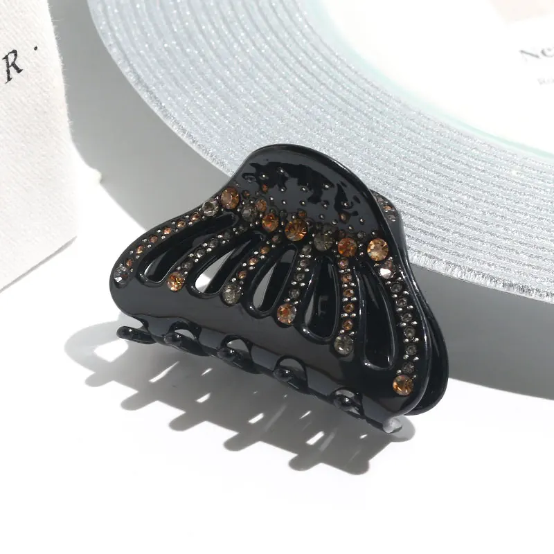 XinMei diamond hair clips claw China manufacturer wholesale cellulose acetate hollow out  hair claw clips rhinestones women