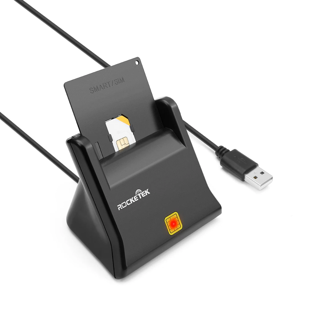 Rocketek Цена по прейскуранту завода портативный USB2.0 Смарт ID кард-ридер с USB кабелем