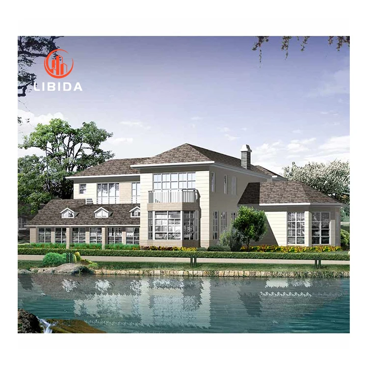 Modern and luxury design light steel fame prefabricated house villa modular home with 4 bedrooms and 4 bathroom for sale