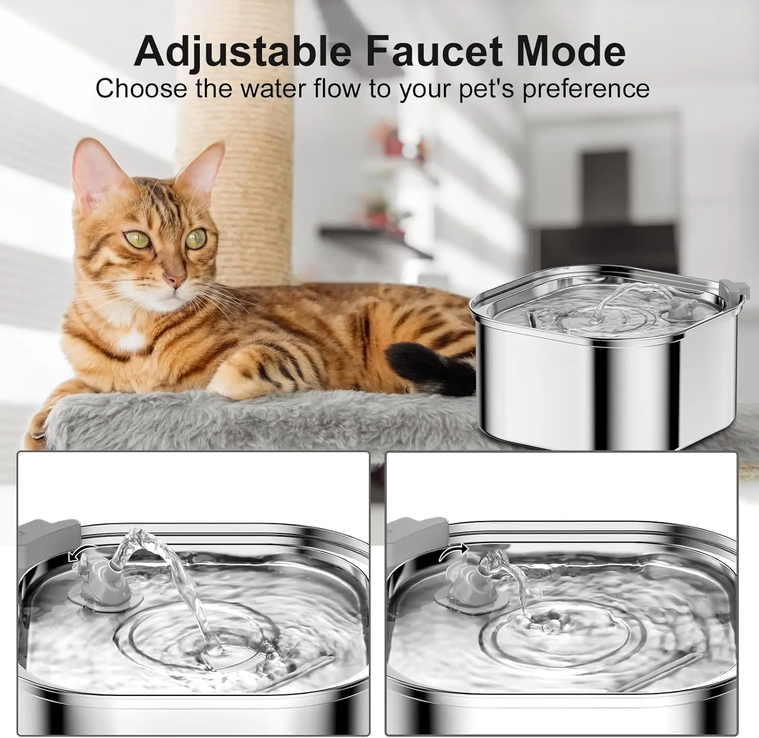 Replacement Pump for Cat Water Fountain Stainless Steel 108oz/3.2L Automatic Pet Fountain Extreme Silent Cat Fountain Pump with