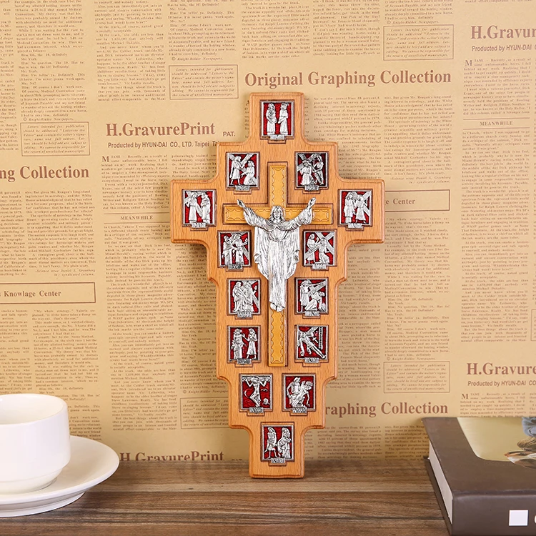 Metal Home tabletop decorations church Catholic gift Church artifacts solid wood cross