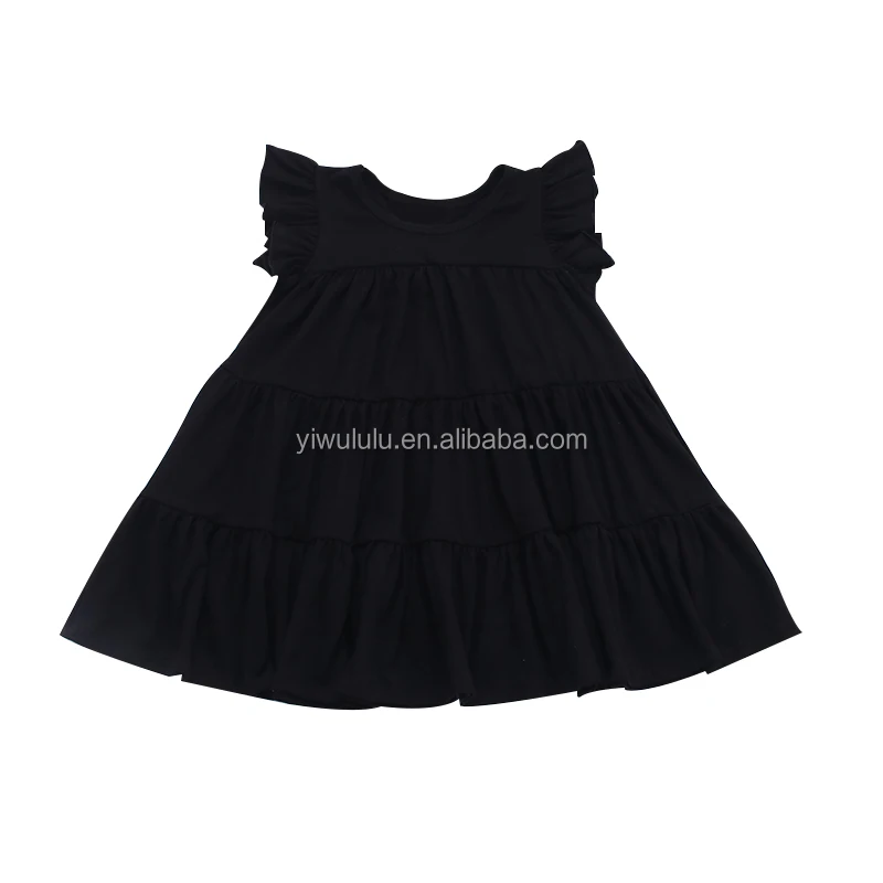 knee length children dress soft cream cotton kids girls dress for summer