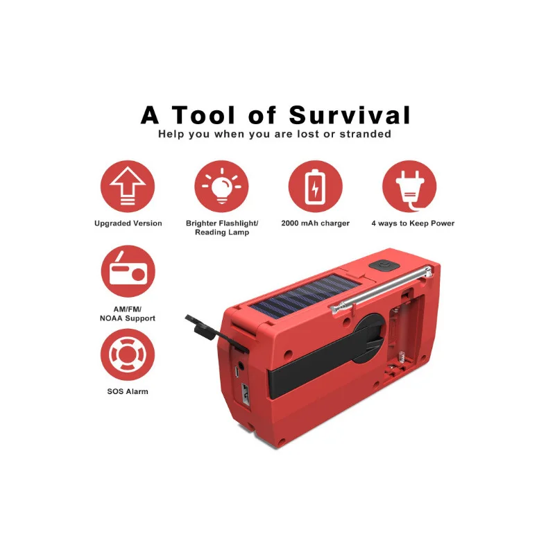 Solar Panel Radio Hand-cranked Flashlight Multi-function Radio Outdoor Waterproof Emergency portable Radio