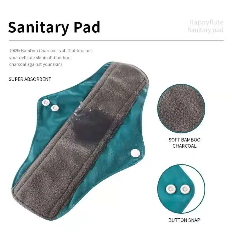 Счастливые Флейта многоразовые гигиенические Pads10 шт. бамбуковый уголь моющиеся и водонепроницаемый менструального колодки гигиенических