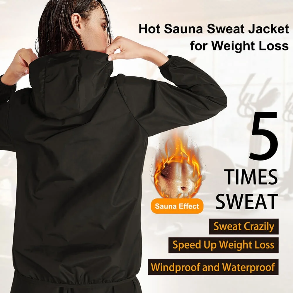 Custom Fitness Sauna Jacket Silver Coating Body Shaper Heat Reflective Sweat Suit  Fat Burning Sauna Suit