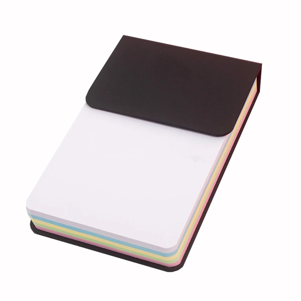 Factory Direct Cheap Customized Size Black Leather Blank Sheets Notepad With Colorful Stick